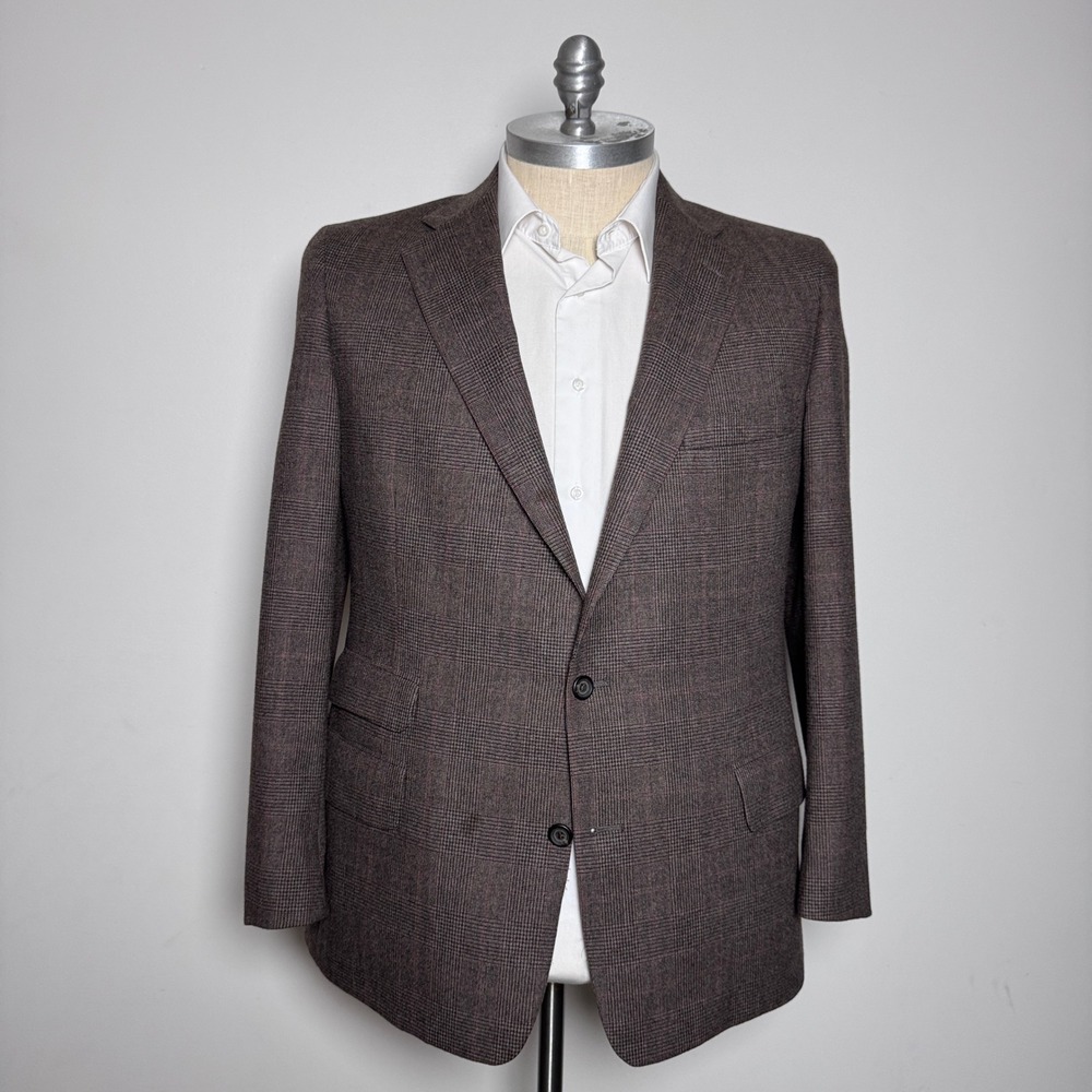 1970s Chaps Ralph Lauren Blazer Mens 46R Brown Glen Plaid Wool Sport Coat Vtg